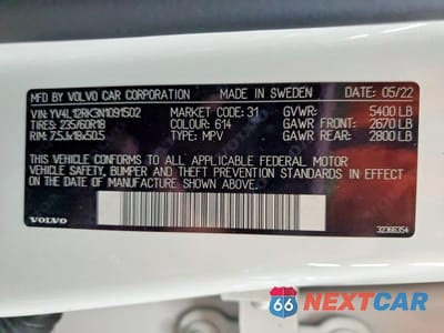 Zdjęcie 14 z 14 samochodu: 2022 VOLVO XC60 B5 MOMENTUM VIN:YV4L12RK3N1091502 - miniatura