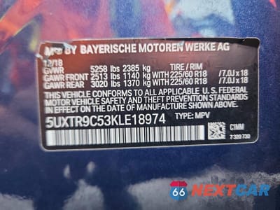 Zdjęcie 13 z 13 samochodu: 2019 BMW X3 XDRIVE30I VIN:5UXTR9C53KLE18974 - miniatura