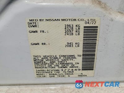 Zdjęcie 12 z 12 samochodu: 2022 NISSAN ALTIMA SR VIN:1N4BL4CV1NN377449 - miniatura