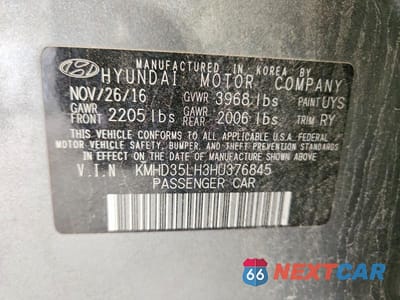 Zdjęcie 12 z 12 samochodu: 2017 HYUNDAI ELANTRA GT BASE VIN:KMHD35LH3HU376845 - miniatura