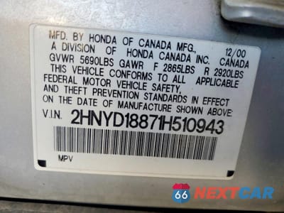 Zdjęcie 13 z 13 samochodu: 2001 ACURA MDX TOURING VIN:2HNYD18871H510943 - miniatura
