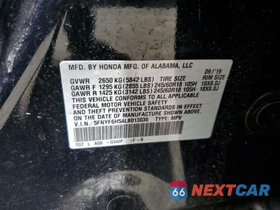 Zdjęcie 14 z 14 samochodu: 2020 HONDA PILOT EXL VIN:5FNYF6H54LB013036 - miniatura