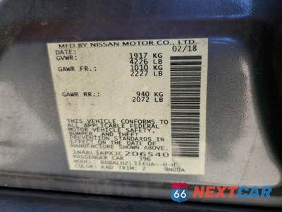 Zdjęcie 12 z 12 samochodu: 2018 NISSAN ALTIMA 2.5 SR VIN:1N4AL3APXJC206540 - miniatura