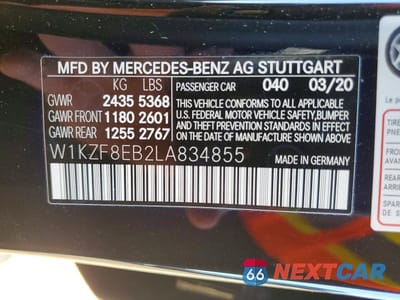Zdjęcie 12 z 12 samochodu: 2020 MERCEDES-BENZ E 400S 4MATIC VIN:W1KZF8EB2LA834855 - miniatura