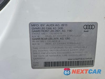 Zdjęcie 13 z 13 samochodu: 2014 AUDI Q5 PREMIUM PLUS VIN:WA1LFAFP3EA039585 - miniatura
