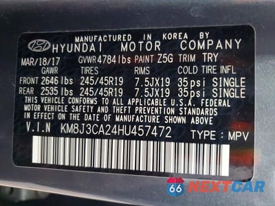 Zdjęcie 13 z 13 samochodu: 2017 HYUNDAI TUCSON SPORT VIN:KM8J3CA24HU457472 - miniatura