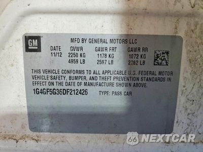 Zdjęcie 12 z 12 samochodu: 2013 BUICK LACROSSE PREMIUM VIN:1G4GF5G36DF212426 - miniatura