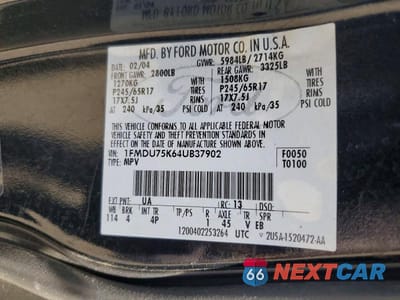 Zdjęcie 13 z 13 samochodu: 2004 FORD EXPLORER LIMITED VIN:1FMDU75K64UB37902 - miniatura