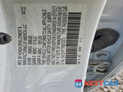 Zdjęcie 13 z 13 samochodu: 2022 HONDA INSIGHT EX VIN:19XZE4F57NE012373 - miniatura
