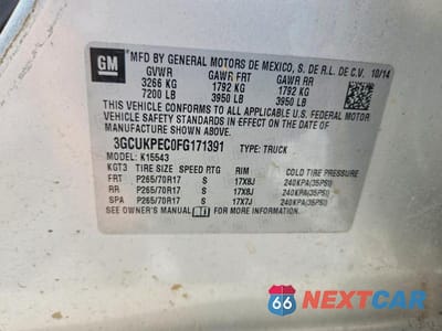 Zdjęcie 13 z 13 samochodu: 2015 CHEVROLET SILVERADO K1500 VIN:3GCUKPEC0FG171391 - miniatura