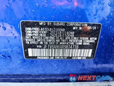 Zdjęcie 12 z 12 samochodu: 2024 SUBARU WRX PREMIUM VIN:JF1VBAH6XR9814718 - miniatura