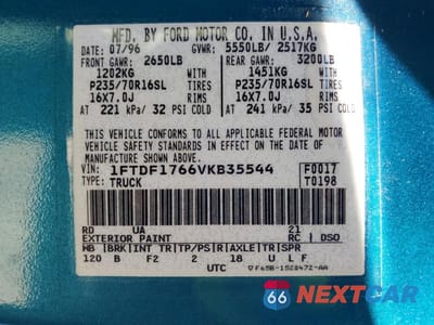 Zdjęcie 12 z 12 samochodu: 1997 FORD F150 VIN:1FTDF1766VKB35544 - miniatura