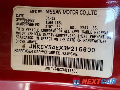 Zdjęcie 12 z 12 samochodu: 2003 INFINITI G35 BASE VIN:JNKCV54EX3M216600 - miniatura