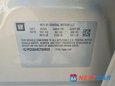 Zdjęcie 13 z 13 samochodu: 2012 CHEVROLET CRUZE LS VIN:1G1PC5SH4C7284503 - miniatura