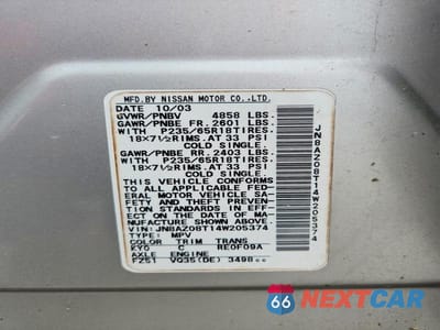 Zdjęcie 12 z 12 samochodu: 2004 NISSAN MURANO SL VIN:JN8AZ08T14W205374 - miniatura