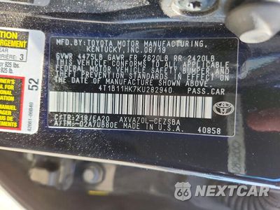 Zdjęcie 12 z 12 samochodu: 2019 TOYOTA CAMRY SE VIN:4T1B11HK7KU282940 - miniatura