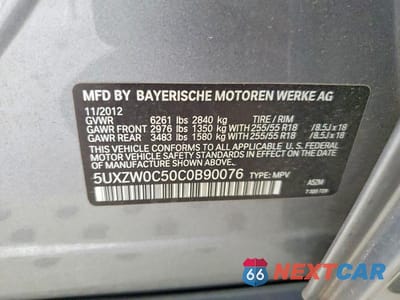 Zdjęcie 13 z 13 samochodu: 2012 BMW X5 XDRIVE35D VIN:5UXZW0C50C0B90076 - miniatura