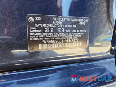 Zdjęcie 13 z 13 samochodu: 2017 BMW 330 I VIN:WBA8B9G51HNU48472 - miniatura