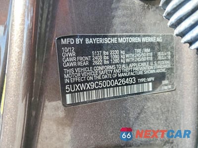 Zdjęcie 13 z 13 samochodu: 2013 BMW X3 XDRIVE28I VIN:5UXWX9C50D0A26493 - miniatura