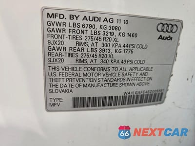 Zdjęcie 12 z 12 samochodu: 2011 AUDI Q7 PREMIUM PLUS VIN:WA1LGAFE4BD005581 - miniatura