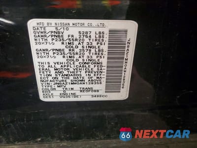 Zdjęcie 13 z 13 samochodu: 2010 NISSAN MURANO S VIN:JN8AZ1MW0AW129356 - miniatura
