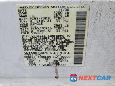Zdjęcie 14 z 14 samochodu: 2007 NISSAN XTERRA X VIN:5N1AN08U07C517431 - miniatura