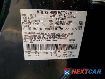 Zdjęcie 13 z 13 samochodu: 2013 FORD EDGE SEL VIN:2FMDK4JC2DBB42796 - miniatura