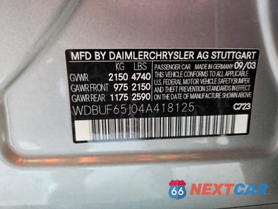 Zdjęcie 12 z 12 samochodu: 2004 MERCEDES-BENZ E 320 VIN:WDBUF65J04A418125 - miniatura