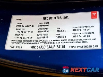 Zdjęcie 14 z 14 samochodu: 2018 TESLA MODEL 3 VIN:5YJ3E1EA4JF154140 - miniatura