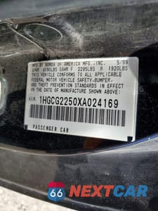 Zdjęcie 12 z 12 samochodu: 1999 HONDA ACCORD EX VIN:1HGCG2250XA024169 - miniatura