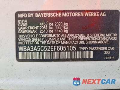 Zdjęcie 12 z 12 samochodu: 2014 BMW 328 I VIN:WBA3A5C52EF605105 - miniatura