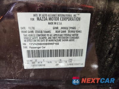 Zdjęcie 12 z 12 samochodu: 2011 MAZDA 6 I VIN:1YVHZ8BH0B5M07102 - miniatura
