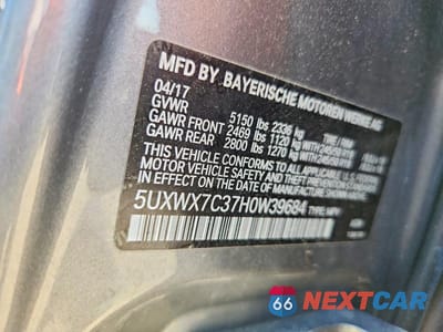 Zdjęcie 13 z 13 samochodu: 2017 BMW X3 XDRIVE35I VIN:5UXWX7C37H0W39684 - miniatura