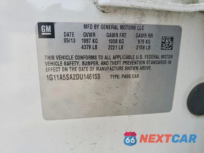 Zdjęcie 12 z 12 samochodu: 2013 CHEVROLET MALIBU LS VIN:1G11A5SA2DU146153 - miniatura