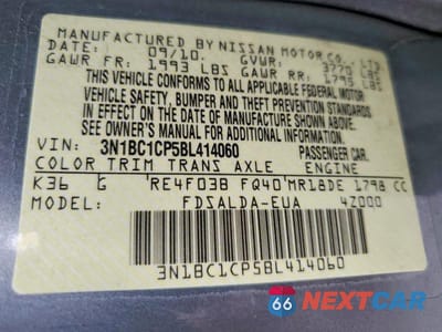 Zdjęcie 14 z 14 samochodu: 2011 NISSAN VERSA 1.8 S VIN:3N1BC1CP5BL414060 - miniatura