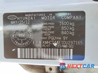 Zdjęcie 12 z 12 samochodu: 2013 HYUNDAI ACCENT GLS VIN:KMHCT4AE1DU297165 - miniatura