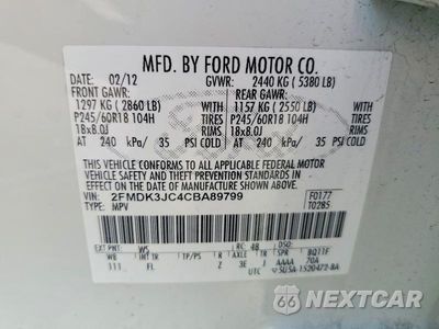 Zdjęcie 14 z 14 samochodu: 2012 FORD EDGE SEL VIN:2FMDK3JC4CBA89799 - miniatura