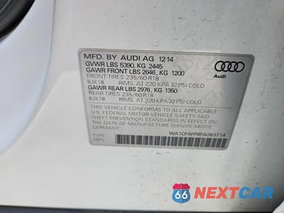 Zdjęcie 13 z 13 samochodu: 2015 AUDI Q5 PREMIUM VIN:WA1CFAFP8FA083714 - miniatura
