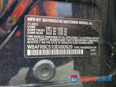 Zdjęcie 13 z 13 samochodu: 2013 BMW 550 I VIN:WBAFR9C51DDX80629 - miniatura