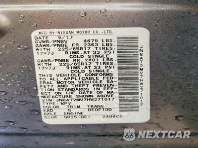 Zdjęcie 13 z 13 samochodu: 2017 NISSAN ROGUE SV VIN:JN8AT2MV7HW271017 - miniatura