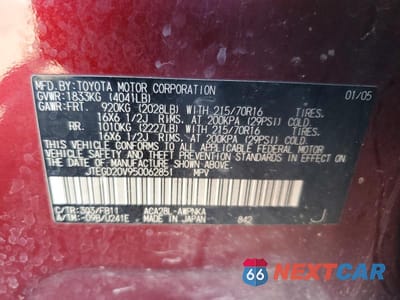 Zdjęcie 12 z 12 samochodu: 2005 TOYOTA RAV4 BASE VIN:JTEGD20V950062851 - miniatura