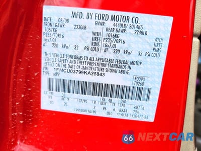 Zdjęcie 12 z 12 samochodu: 2009 FORD ESCAPE XLT VIN:1FMCU03799KA25843 - miniatura