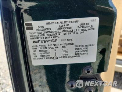 Zdjęcie 13 z 13 samochodu: 2003 ISUZU ASCENDER S VIN:4NUET16S932100364 - miniatura