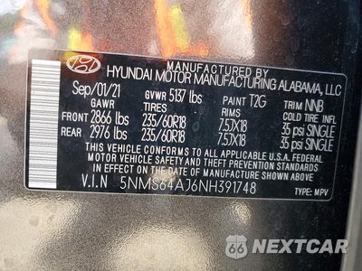 Zdjęcie 13 z 13 samochodu: 2022 HYUNDAI SANTA FE SEL VIN:5NMS64AJ6NH391748 - miniatura