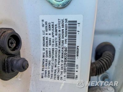 Zdjęcie 12 z 12 samochodu: 2019 HONDA CIVIC LX VIN:19XFC2F65KE201847 - miniatura