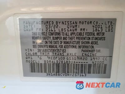 Zdjęcie 12 z 12 samochodu: 2022 NISSAN SENTRA SV VIN:3N1AB8CV0NY257163 - miniatura