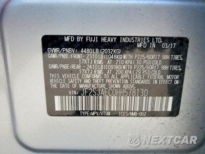 Zdjęcie 14 z 14 samochodu: 2017 SUBARU FORESTER 2.5I PREMIUM VIN:JF2SJAEC0HH578130 - miniatura