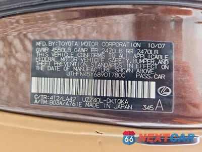 Zdjęcie 12 z 12 samochodu: 2008 LEXUS SC 430 VIN:JTHFN45Y689017800 - miniatura