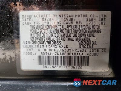 Zdjęcie 12 z 12 samochodu: 2024 NISSAN VERSA SR VIN:3N1CN8FV7RL906522 - miniatura