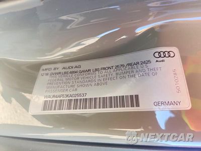Zdjęcie 12 z 12 samochodu: 2019 AUDI S5 PRESTIGE VIN:WAUR4AF53KA025537 - miniatura
